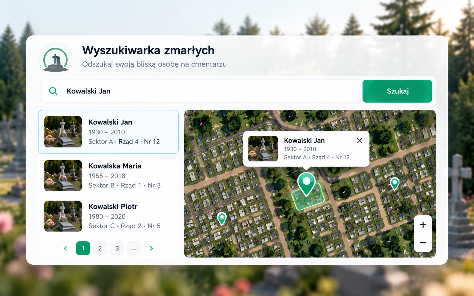 Przykład wyszukiwarki Grobnet.eu